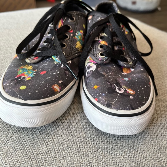 Vans Off the Wall Tennis Shoes Dog Print Boston Terrier in Space Galaxy Sz 6 - Picture 3 of 8
